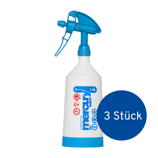 Sprühflasche Mercury mit Kopf, 360°, Viton - 1 L - 3 Stück